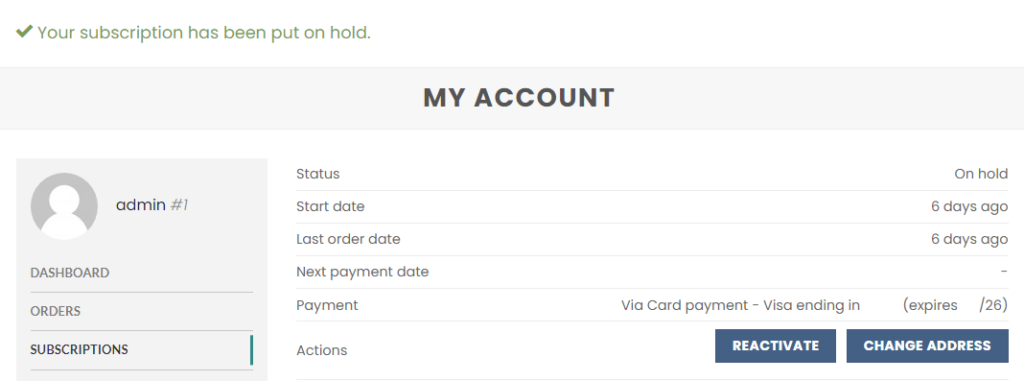 held subscription - subscriptions